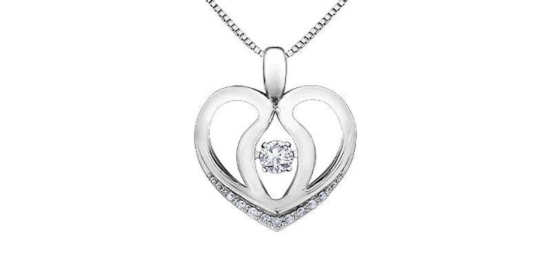 10K White Gold 0.20 cttw Diamond Heart Pulse Pendant