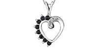 10K White Gold 0.03 cttw Diamond and Sapphire Heart Pendant, 18"