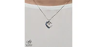 10K White Gold 0.03 cttw Diamond and Sapphire Heart Pendant, 18"