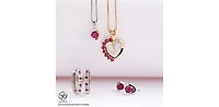 10K Yellow Gold 0.03 cttw Diamond and Ruby Heart Pendant, 18"