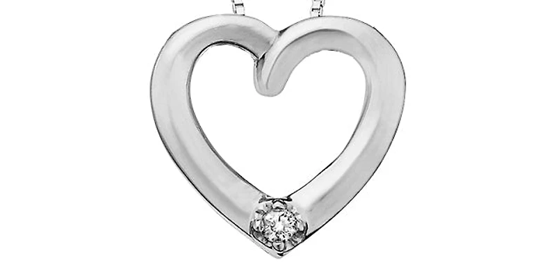 10K White Gold 0.02 cttw Diamond Heart Pendant