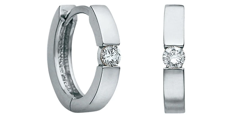 10K Gold 0.05 cttw Diamond Hoop Earrings - Yellow Gold