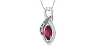 10K White Gold Diamond and Ruby Pendant, 18"