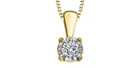 10K Yellow Gold 0.03 cttw Diamond Illusion Set Solitaire Pendant, 18"