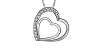 10K White Gold 0.05cttw  Diamond  Heart Pendant, 18"