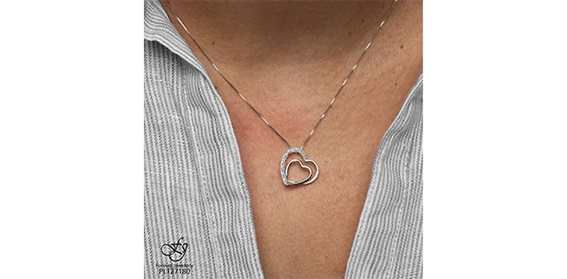 10K White Gold 0.05cttw  Diamond  Heart Pendant, 18"