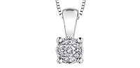 10K White Gold 0.06 cttw Diamond Illusion Set Solitaire Pendant, 18"