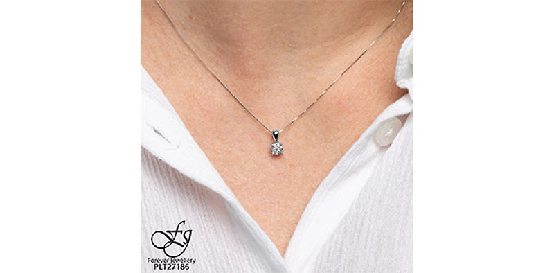10K White Gold 0.06 cttw Diamond Illusion Set Solitaire Pendant, 18"