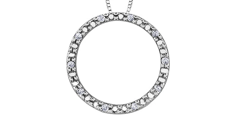 10K White Gold 0.05cttw Diamond Eternity Pendant - 18"