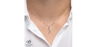 10K White Gold 0.04 cttw Diamond Journey Pendant, 18"