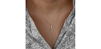 10K Yellow Gold 0.008cttw  Diamond  Bar Pendant, 18"