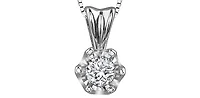 10K White Gold 0.05 cttw Diamond Solitaire Pendant, 18"