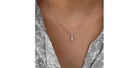 10K White Gold 0.05 cttw Diamond Solitaire Pendant, 18"