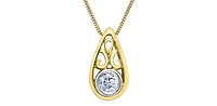 10K Yellow Gold 0.10 Diamond Solitaire Pendant - 18"