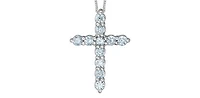 10K White Gold 0.25cttw Lab Grown Diamond  Cross Necklace - 18 Inches