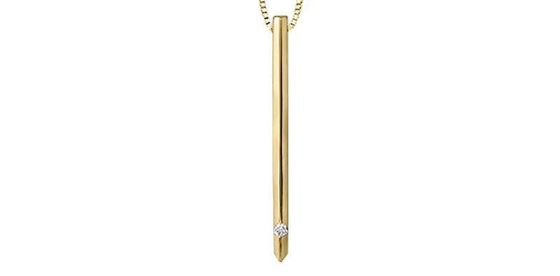 10K Gold 0.03 cttw Canadian Diamond Solitaire Bar Necklace, 18"