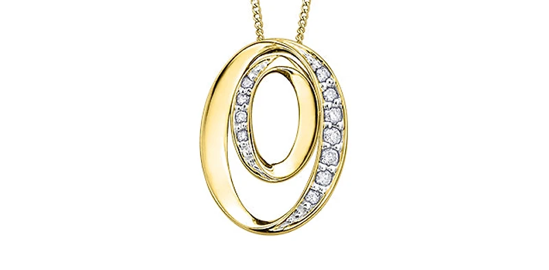10K Yellow Gold 0.10cttw Diamond Pendant, 18"