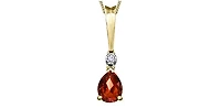 10K Yellow Gold 0.02 cttw Diamond and Garnet Pendant, 18"