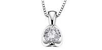 14K White Gold 0.10cttw Canadian Diamond Mezza Luna Necklace