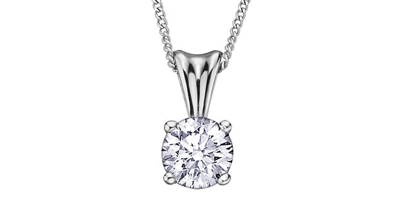 14K White Gold 0.10cttw Canadian Diamond Pendant