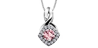 10K White Gold Pink Tourmaline & Diamond Pendant