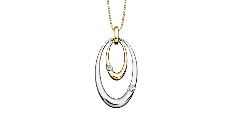 10K Yellow & White Gold 0.09cttw Canadian Diamond Pendant, 18"