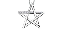 10k White Gold 0.081cttw Diamond Star Necklace