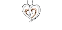 10K Rose and White Gold 0.07cttw Canadian Diamond Heart Pendant, 18"