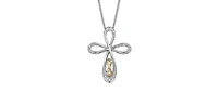 10K White and Yellow Gold Diamond Cross Necklace