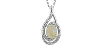 925 Sterling Silver Opal & Diamond Necklace