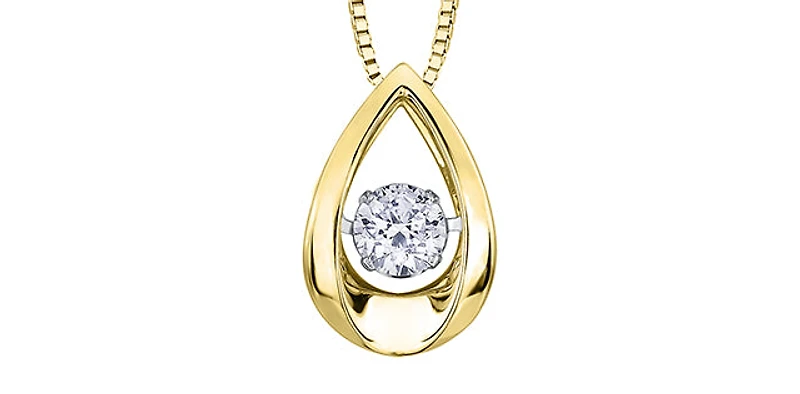 10K Yellow Gold 0.05 cttw Diamond Pulse Pendant, 18"