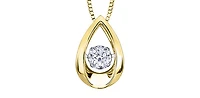 10K Yellow Gold 0.05 cttw Diamond Pulse Pendant, 18"