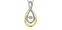 10K Yellow and White Gold 0.10 cttw Diamond Pulse Pendant, 18"