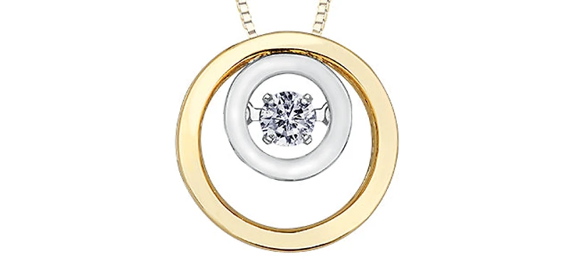 10K Yellow and White Gold 0.10 cttw Pulse Diamond Necklace
