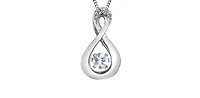 10K White Gold Round Cut Aquamarine and Diamond Pendant - 18 inches