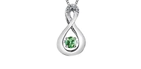 10K White Gold Round Cut Emerald and Diamond Pendant - 18 inches