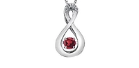 10K White Gold Round Cut Garnet and Diamond Pendant - 18 inches