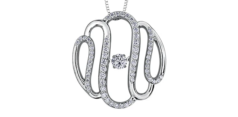 10K White Gold 0.40 cttw Diamond Pulse Pendant