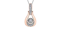10K Rose and White Gold 0.06 cttw Diamond Pulse Pendant, 18"