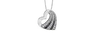 10K White Gold 0.14 cttw Diamond & Black Diamond Heart Pendant