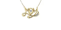 10K White and Yellow Gold 0.10 cttw Diamond Mom Pendant