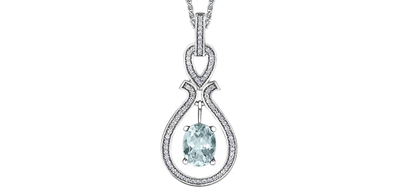 10k White Gold Aquamarine Birthstone pendant