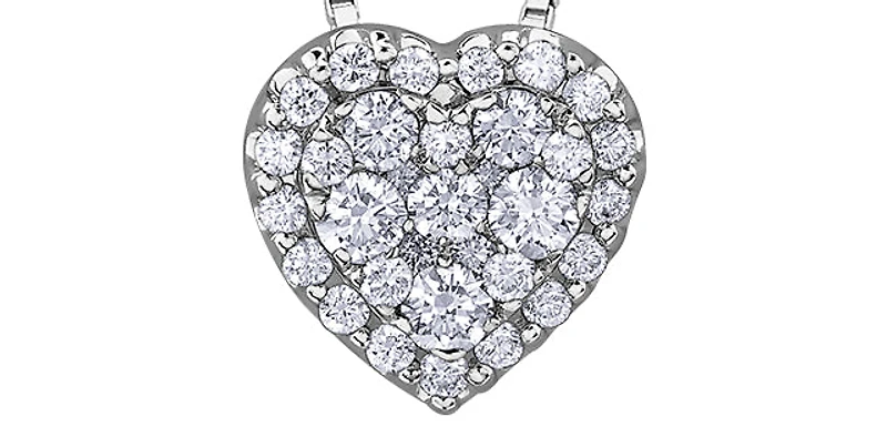 14K White Gold 0.34 cttw Diamond Heart Pendant