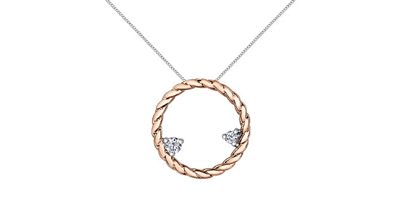 10K White & Rose Gold 0.08 cttw Diamond Necklace