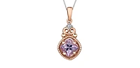 10K White & Rose Gold Pink Amethyst & Diamond Pendant