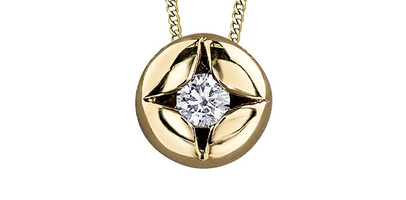 10K Yellow Gold 0.06 cttw Canadian Diamond Necklace, 18"