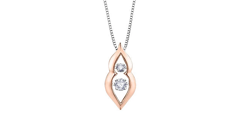 10K White and Rose Gold 0.20 cttw  Diamond  Pulse Pendant, 18"