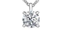 14K White Gold 1.50cttw Lab Grown Diamond Solitaire Necklace with Rolo Chain (Lobster Clasp) - Adjustable 16 18 Inches