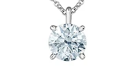 14K White Gold 2.11cttw Lab Grown Diamond Solitaire Necklace with Rolo Chain (Lobster Clasp) - Adjustable 16 - 18 Inches
