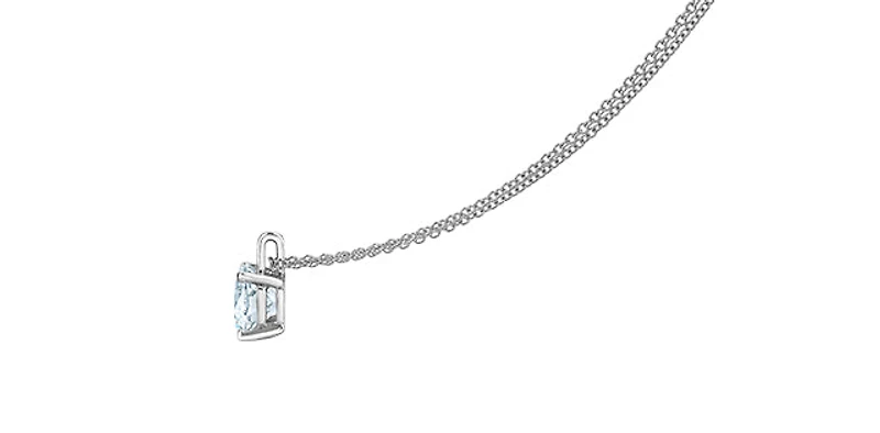 14K White Gold 2.11cttw Lab Grown Diamond Solitaire Necklace with Rolo Chain (Lobster Clasp) - Adjustable 16 - 18 Inches